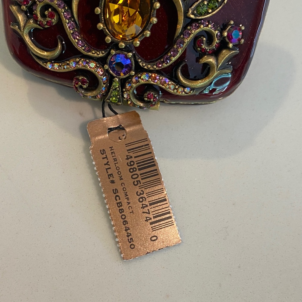 Jay Strongwater Burgundy Jeweled Trinket Compact - Picture 3 of 8